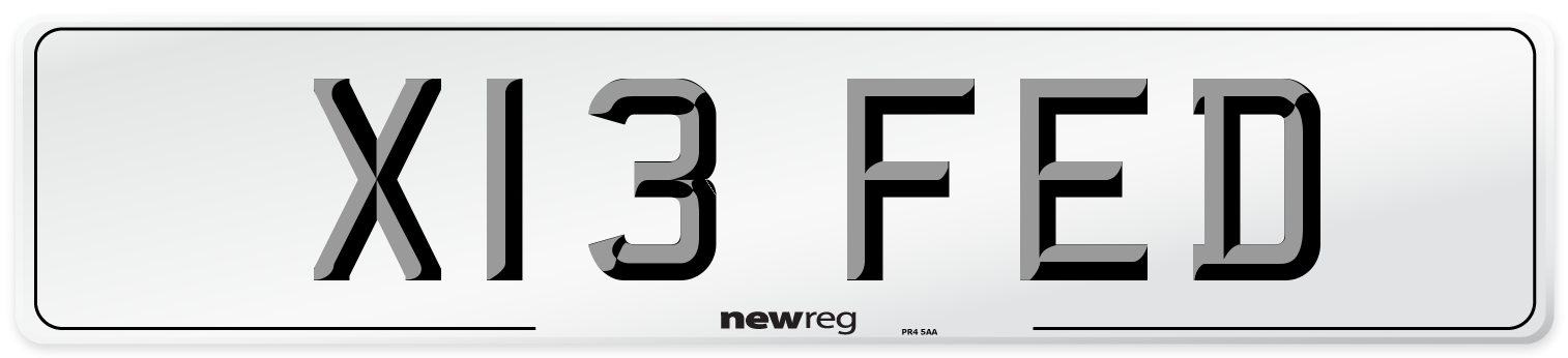 X13 FED Number Plate from New Reg